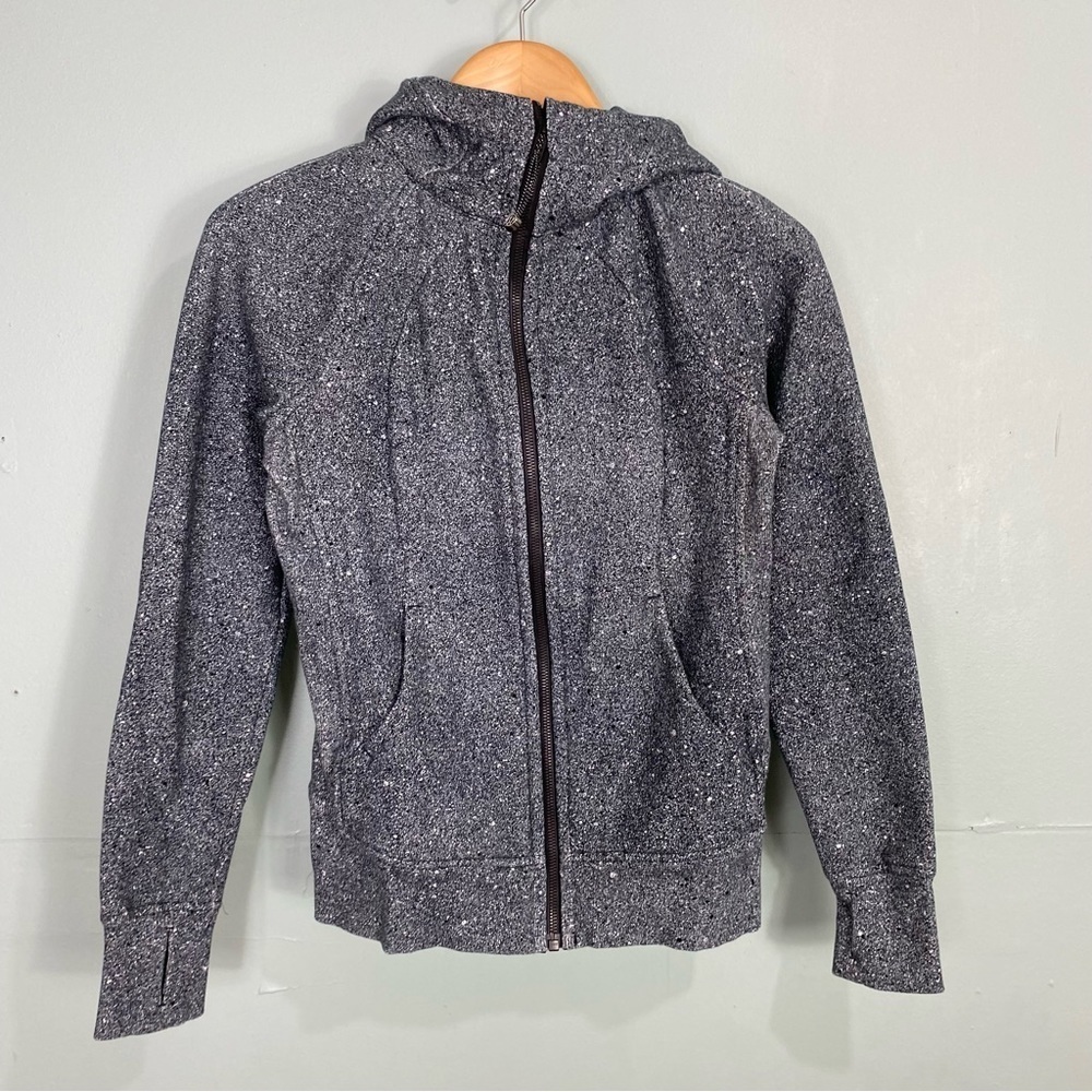 Lululemon W4AWPS Scubba Hoodie Light Cotton Fleece Zip Up Black Sz 4‎